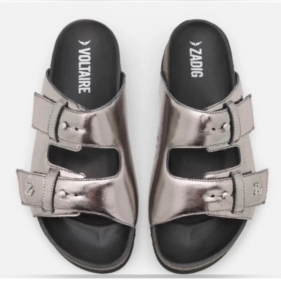 ZADIG ET VOLTAIRE Metallic Slide Sandals - Picture 1 of 6